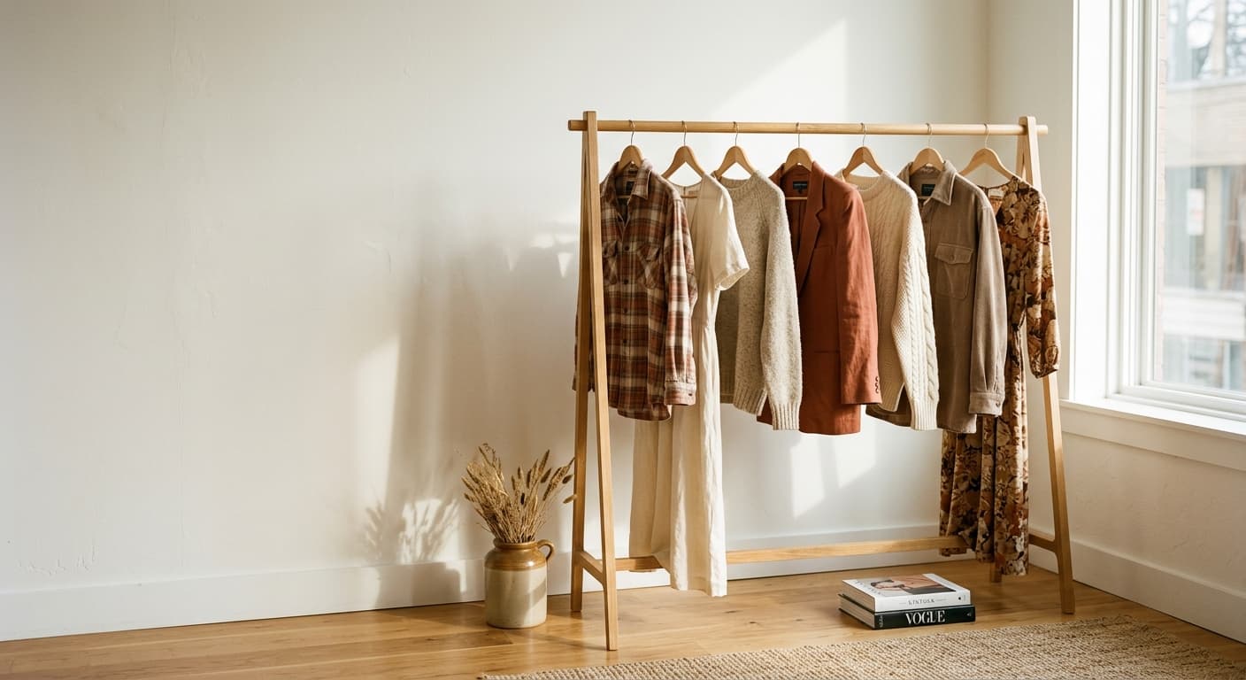 Curated secondhand clothing rack